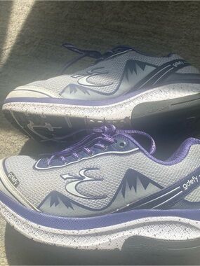 Women's Light Gray and Purple Athletic Walking Sneakers